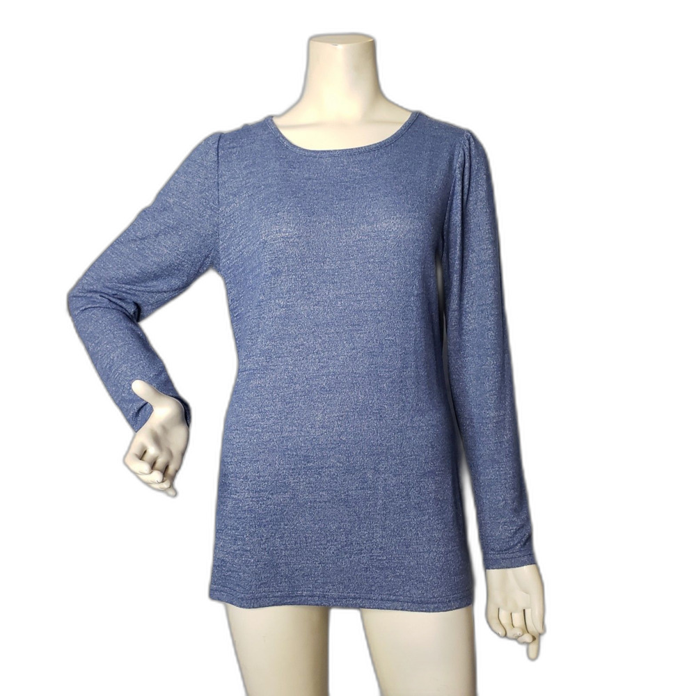 Blue Long Sleeve Crew Neck Top Shirt Womens Size Medium